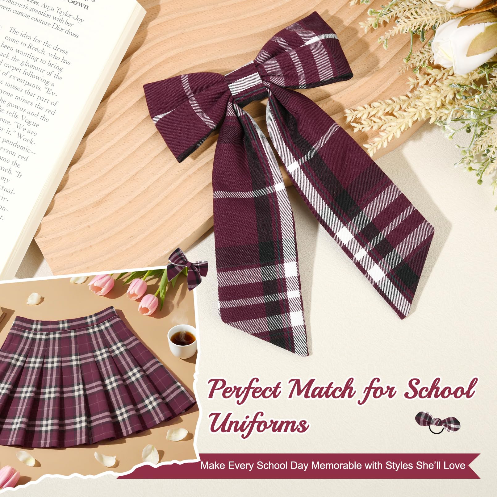 Amazon.com : DEEKA 5 Styles Uniform Plaid Long Tail Hair  display picture 1