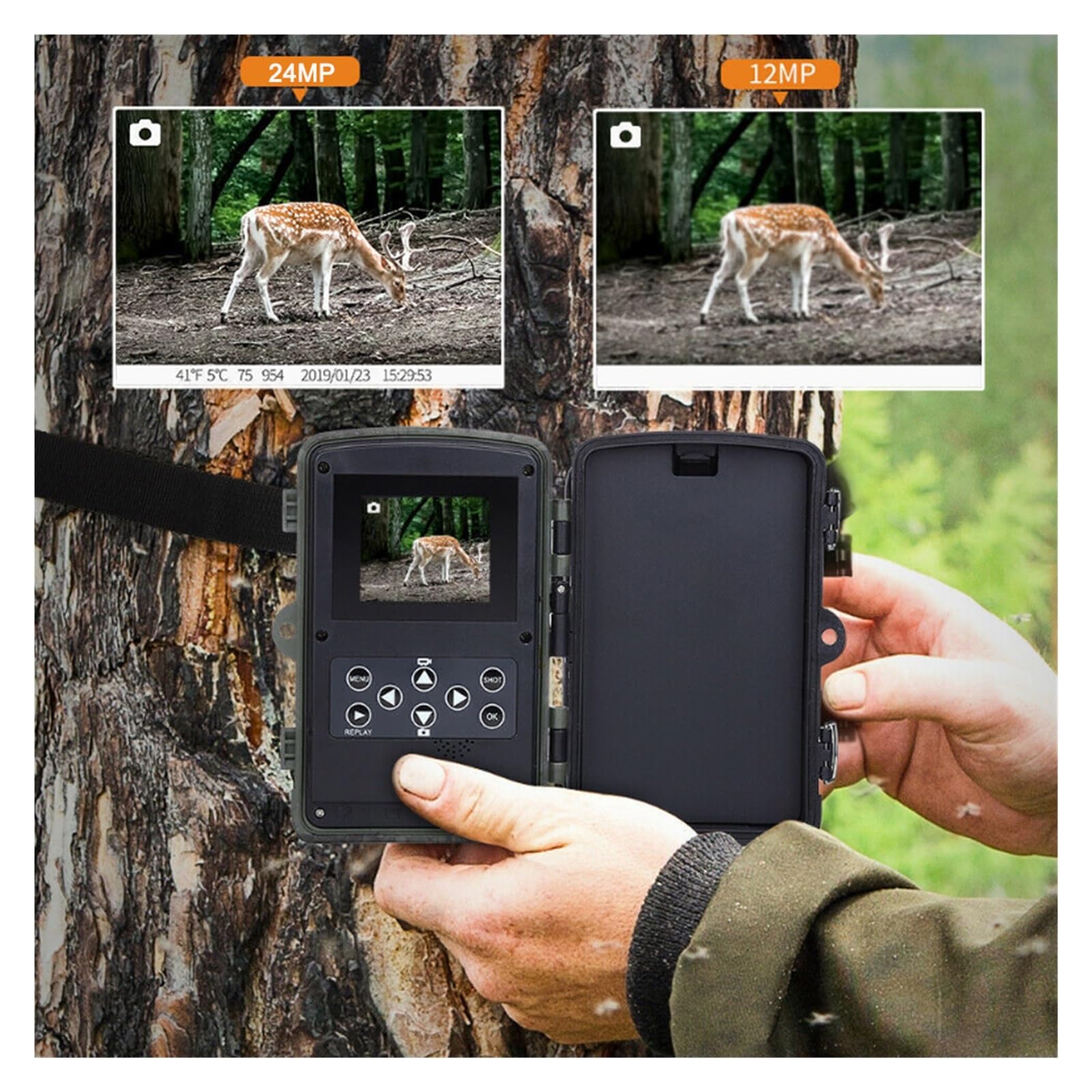 Kamera Myśliwska Night Vision Wodoodporne Dzikie Kamery Fotopułapki Nadzór Kamery Dzikiej Przyrody Clear Easy