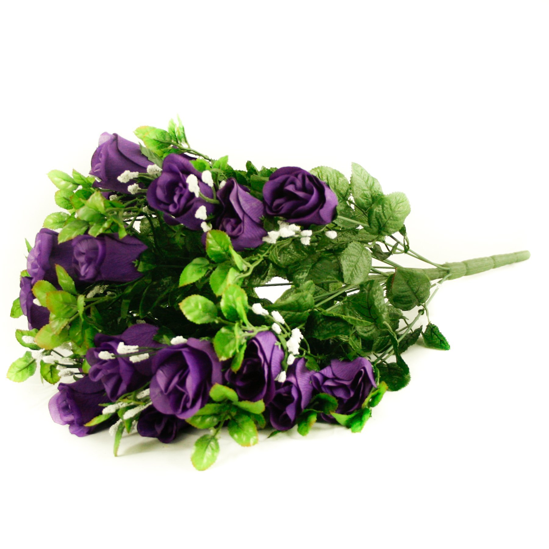 Floristrywarehouse Purple Artificial Silk Flower Rose & Gyp Bunch 24 Stems Of Roses 55Cm