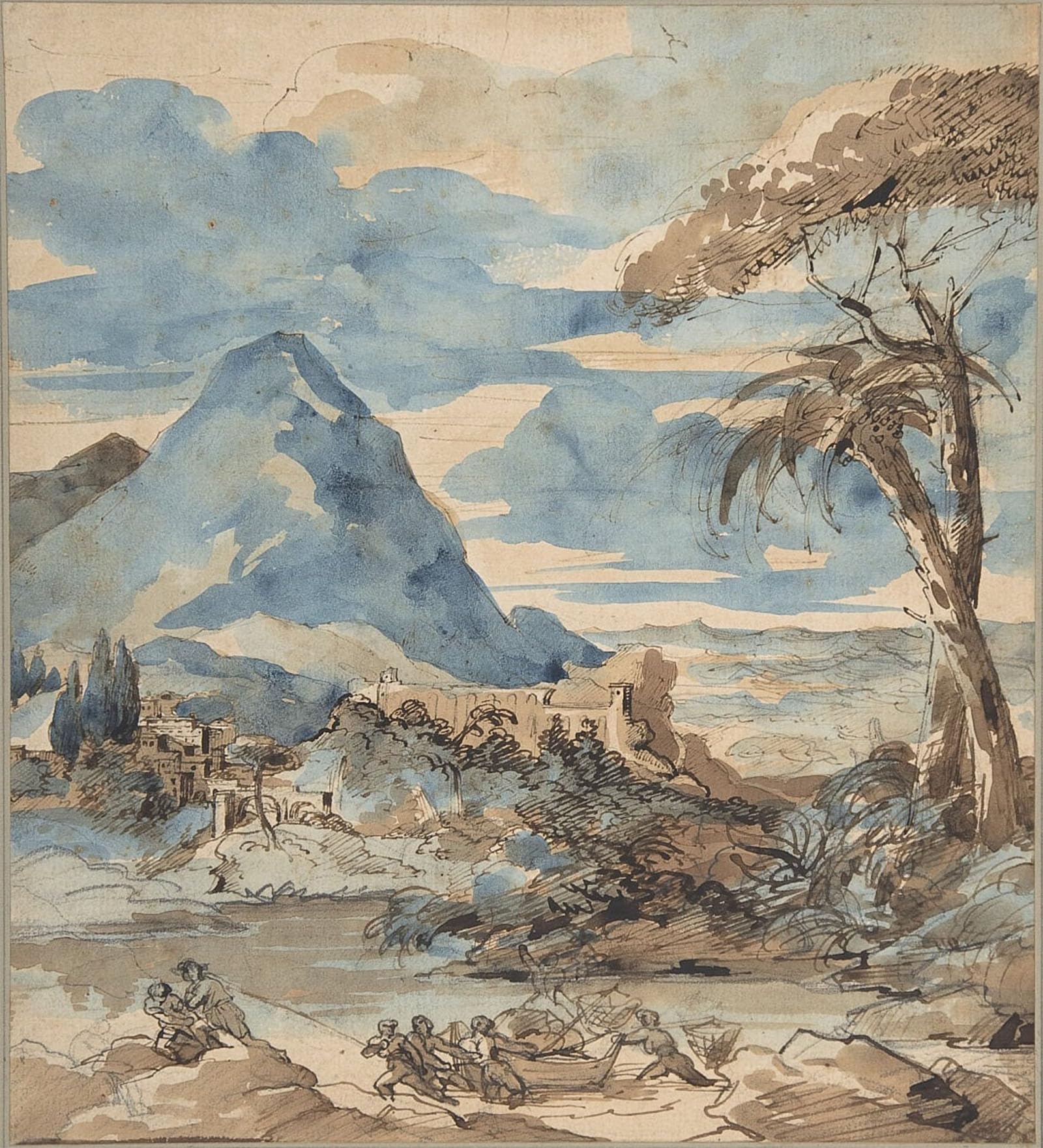 SERENDIPITP Vintage Picture Print on Canvas Wall Art Poster Landscape with Fishermen by Theodore Gericault Artwork Print Poster for Wall Decor 60x90cm