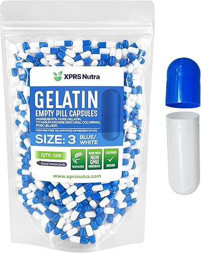 Miniatura 10 de XPRS Nutra Cápsulas vacías de tamaño 3  1000 cápsulas de gelatina vacías  Cápsulas de píldoras vacías  Llenado de cápsulas de bricolaje  Cápsulas de