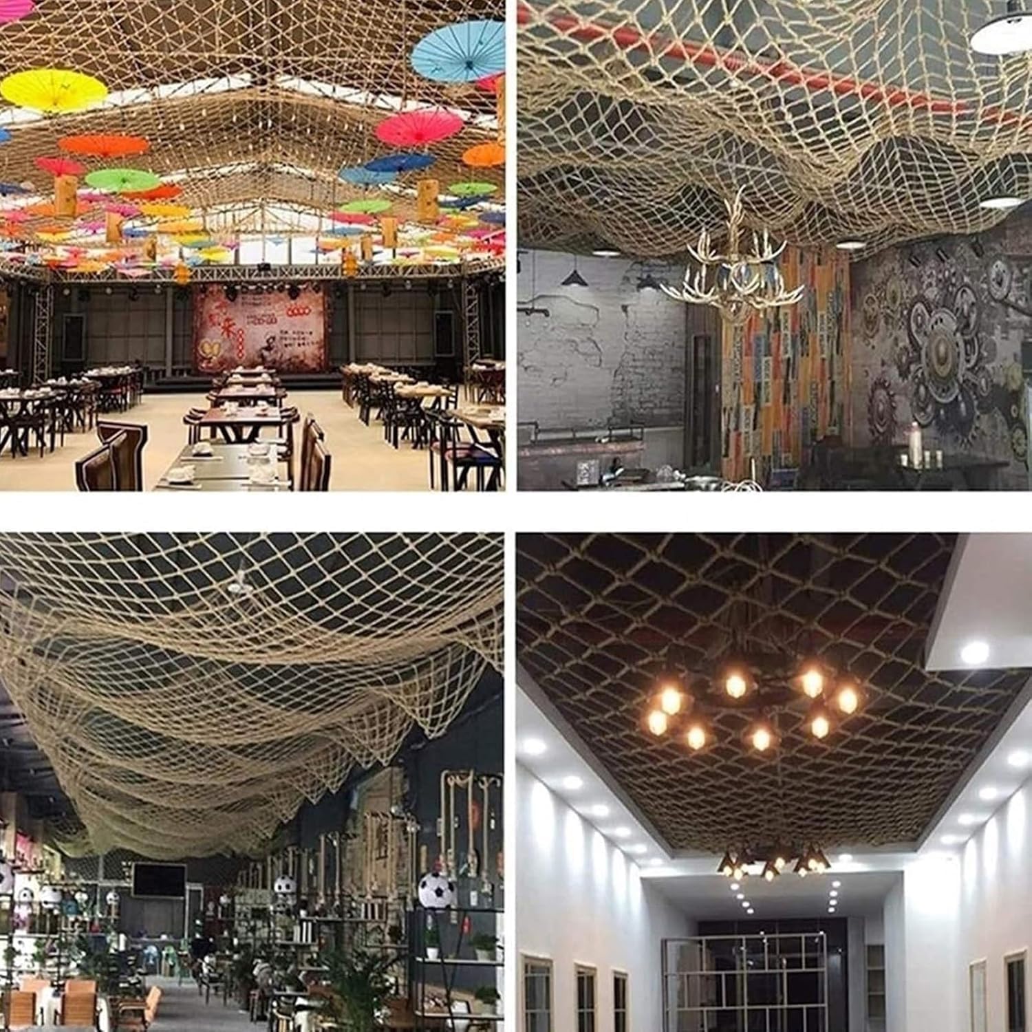 クライミングフレームネット - 高耐久麻ロープネット 屋外遊び場、ツリーハウス、カーゴトラック、トレーラー、スイングセーフティメッシ