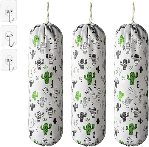 Ettonsun 3 soportes para bolsas de plástico, reutilizable, organizador de bolsas de plástico de montaje en pared, organizador de bolsas de compras,