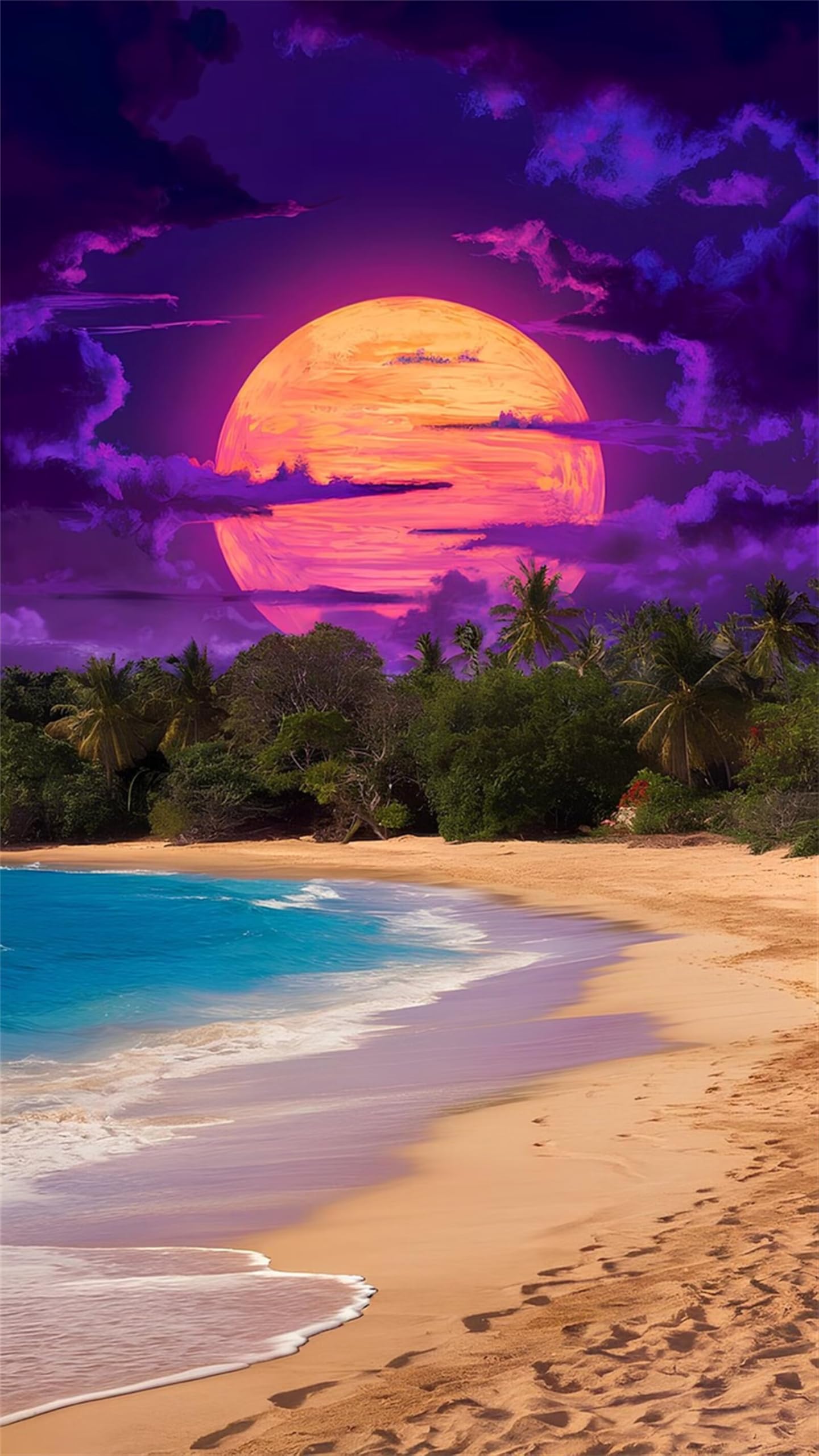 Duże zestawy do malowania diamentami 5D Fantasy Moon dla dorosłych, DIY, pełne wiercenie, widok na plażę, zestaw artystyczny dla początkujących, okrągłe kryształy, stras, zestaw do haftowania,