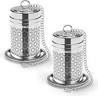 Vista 14 de Paquete de 2 coladores de té Reinmoson para té suelto, infusor de té de malla extrafina, acero inoxidable 304 y tapa roscada delgada actualizada, té