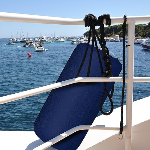 Miniatura 2 de Paquete de 4 fundas para guardabarros de lancha de 10 x 26 pulgadas, fundas de parachoques marinos de forro polar para guardabarros estilo tubo de