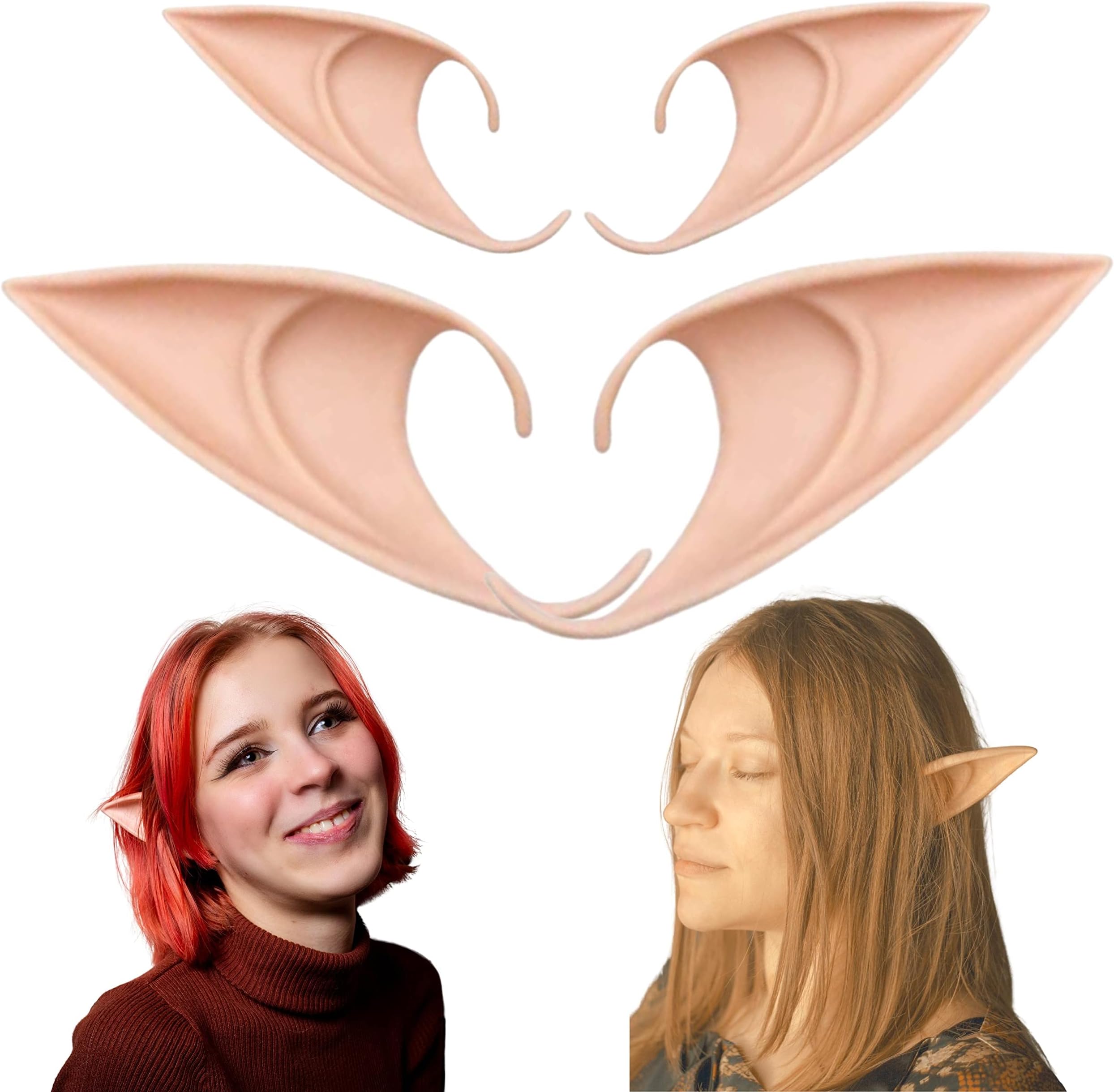 Long Elf Ears Fairy Cosplay Silicone Fake Ears Pixie Pointy Ears Vampire Accessories Fantasy Costume for Halloween Masquerade Party Dress