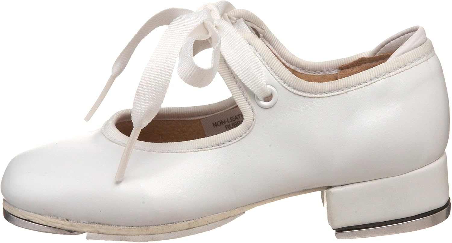 Bloch Girl's Annie Tyette Dance Shoe, Tap Shoe, Elastic Strap with Grosgrain Ribbon, Cushioned Insole, Non-Slip Sole, Techno Tap Plates Attached, Comfortable, High Durability, Superior Fit White