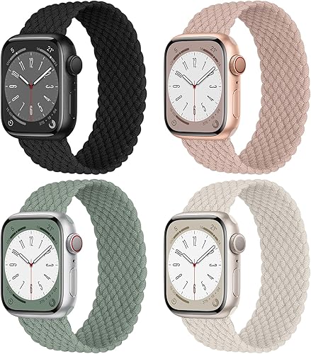 Correas trenzadas Solo Loop compatibles con Apple Watch Band de 1.496 pulgadas, 1.575 pulgadas, 1.614 pulgadas, para mujeres y hombres, correas