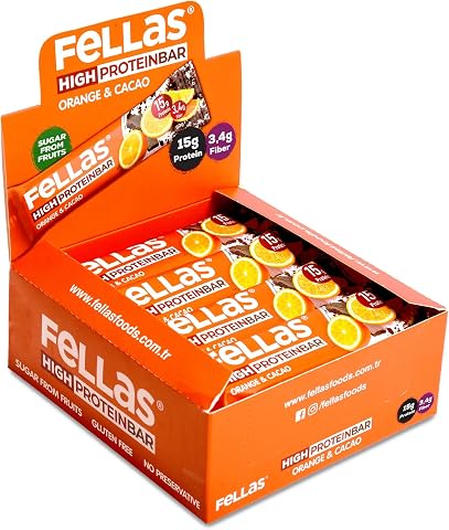 Fellas Yüksek Protein Bar Portakal & Kakao 45 gr x 12 Adet