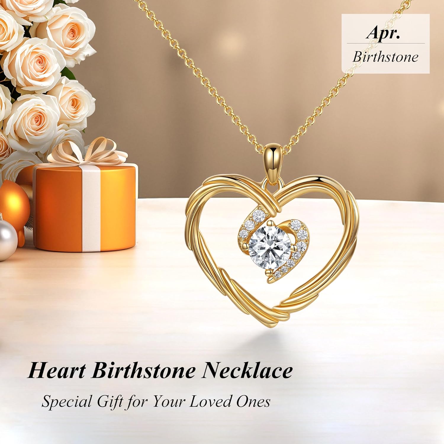 G&GEMSJEW 18K Gold Heart Birthstone Necklaces for Women, S925 Sterling Silver Jewelry Birthday Gifts for Women Wife Girlfriend Mom, Anniversary Christmas Valentines Gifts - Image 3