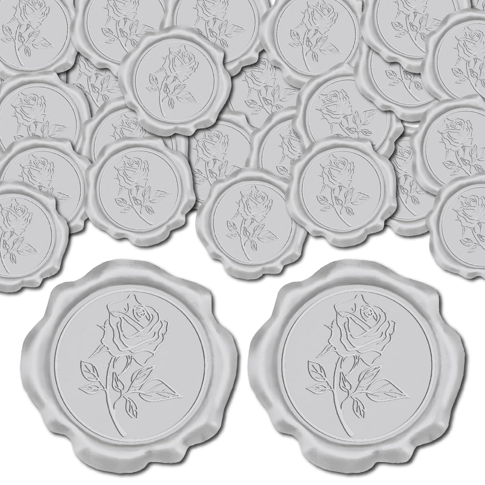 50 Adesivi Sigillo Cera Rosa - Decorazione Vintage Per Buste, Inviti Matrimonio, Regali - Foto 6