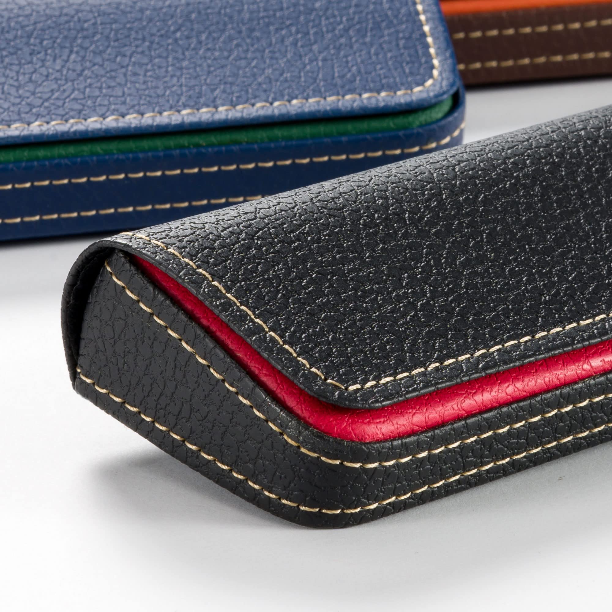 FEFI - Elegante custodia per occhiali in pelle bicolore