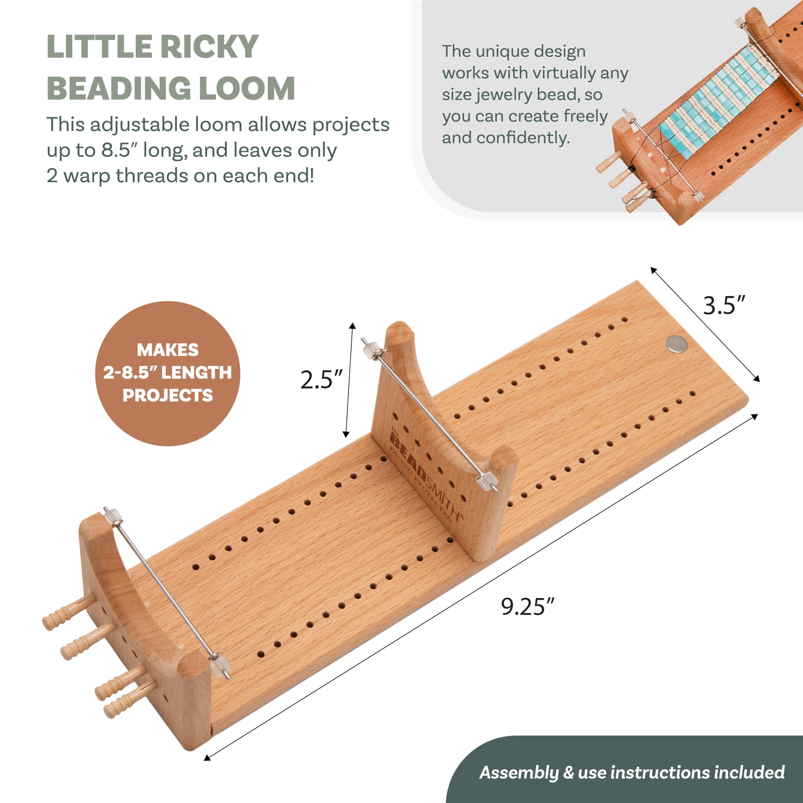 Little Ricky - Telaio per perline a due fili, per progetti fino a 8,5 cm