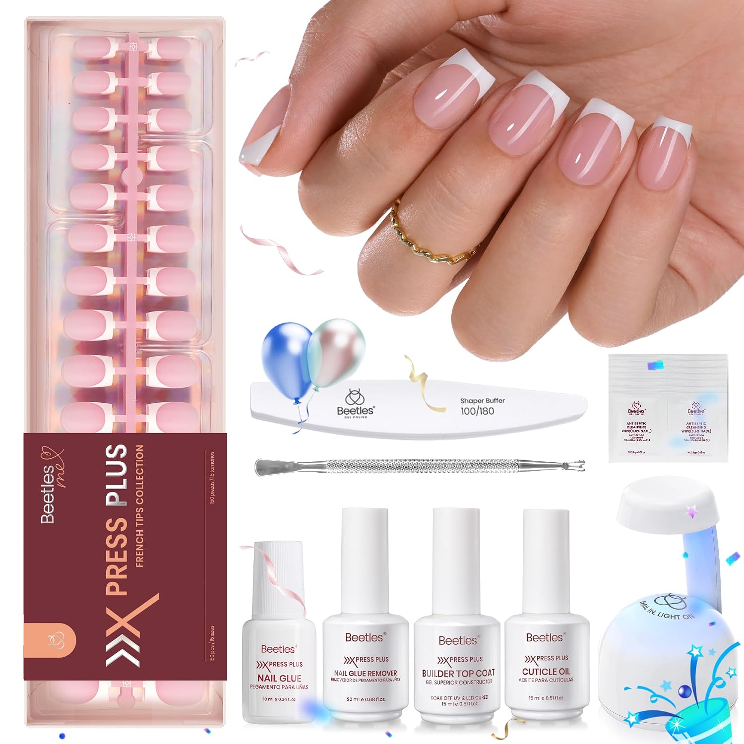 Beetles Press On Nail Kit - Short Square French Tips
