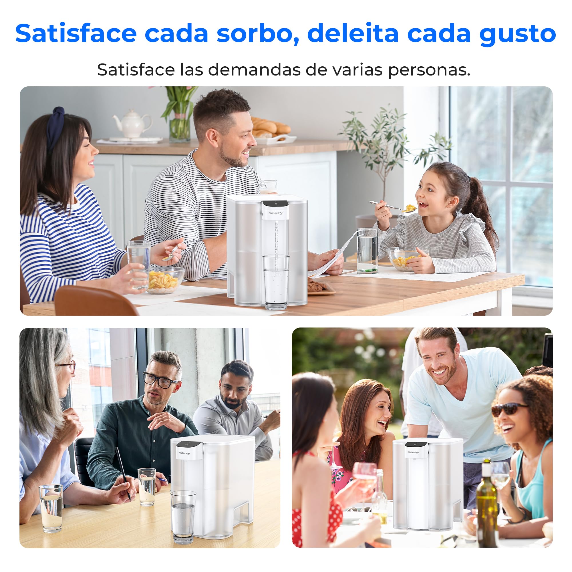 Waterdrop Jarra Eléctrica con Filtro de Agua Instantáneo con Filtro de 3 Meses, Sistema de Filtro de Agua para Encimera de 6L, Reduce Cloro, Plomo, Mercurio, Reduce PFAS, PFOA/PFOS, 757 Litros, Blanco