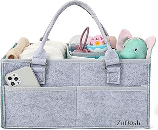 Baby Diaper Caddy Organizer, Large Size Diaper Organizer with Removable Dividers, Car Diaper Caddy, Baby Organizer for Changing Table, Nursery Storage Caddy for Baby Essentials