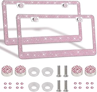 2 Pack Bling License Plate Frames Premium Sparkly License Plate Frame for Women Durable