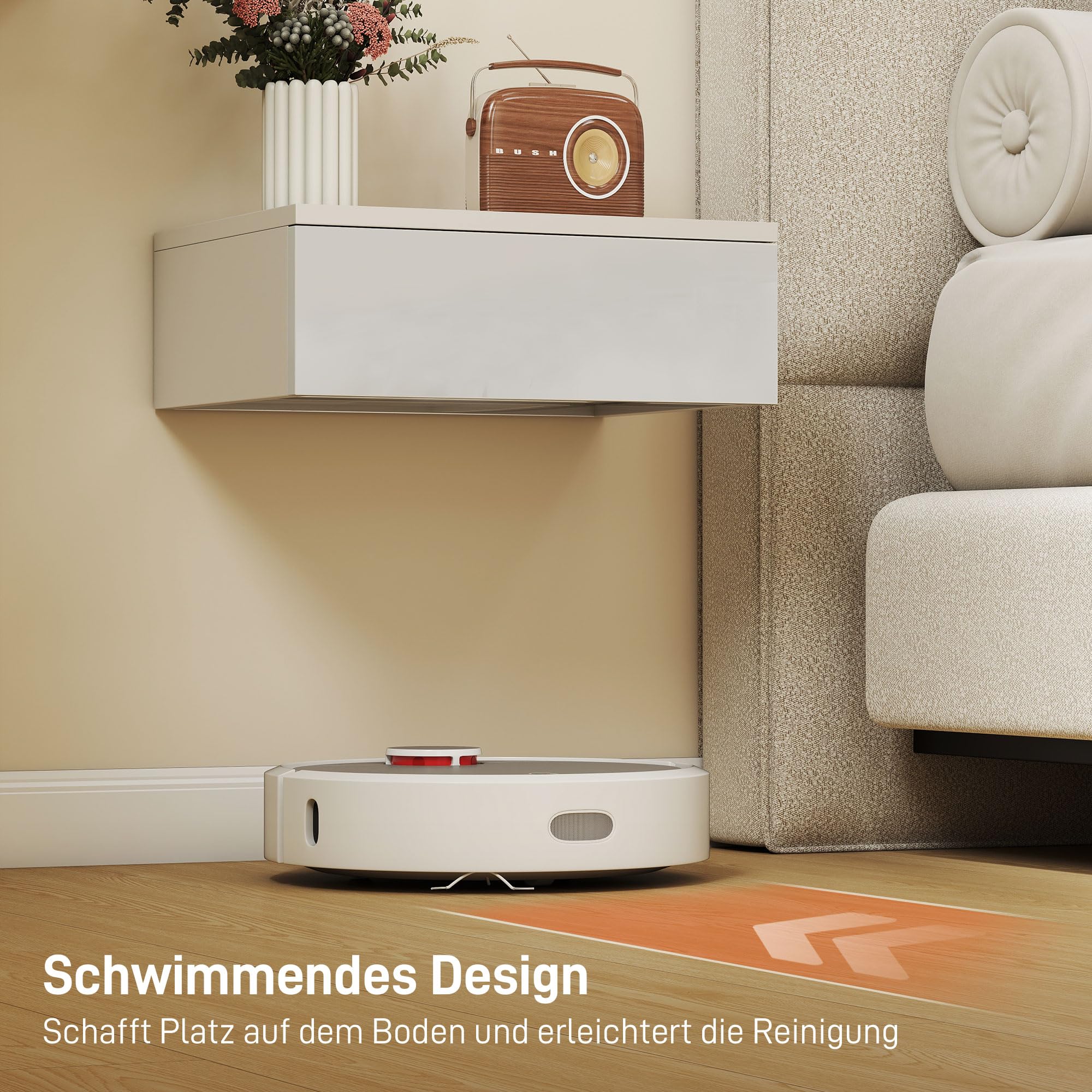 HOMCOM Nachttisch hängend 2er Set mit Schublade 40 x 30 x 14 cm Weiß