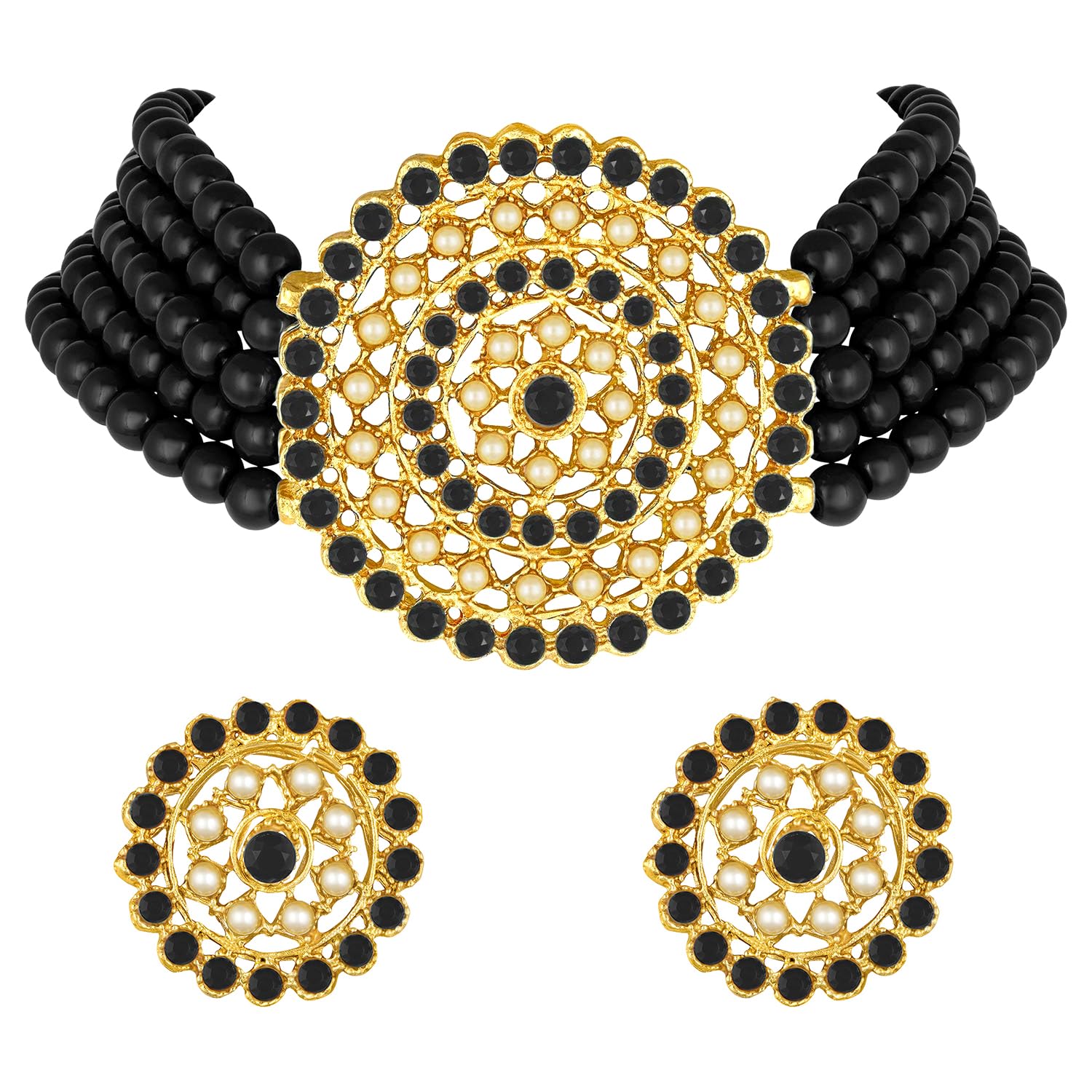 Peora Gold Plated Pearl Diamond Kundan Choker Necklace with Round Earrings Traditional Jewellery Set For Womens (B08M5K6ZRX) Amazon Price History, Amazon Price Tracker