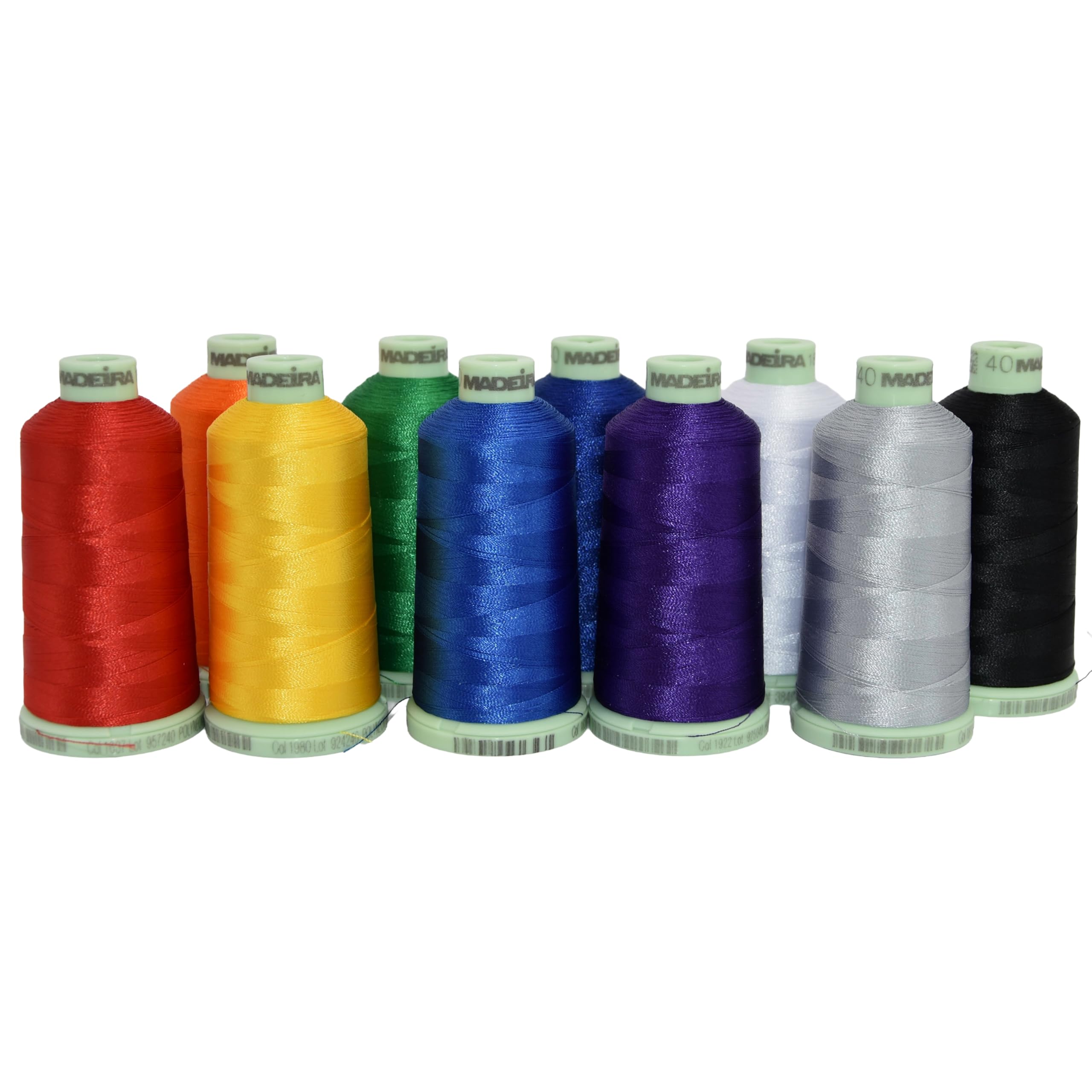 MADEIRA Polyneon 40 Embroidery Thread Rainbow Assortment 10 x 1000m Cops