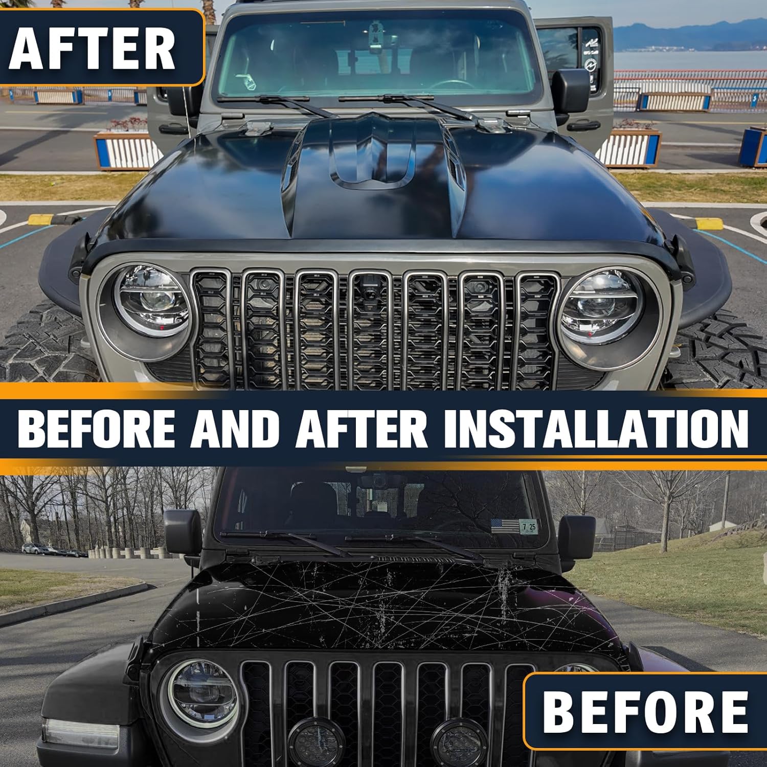 CALLIERT Heat Dispersion Hood Compatible with Jeep Wrangler JL 2018-2025 & 2020-2025 Jeep Gladiator JT Steel Hood with Air Vents (Not Fit Mojave and 392 Models), Unpainted
