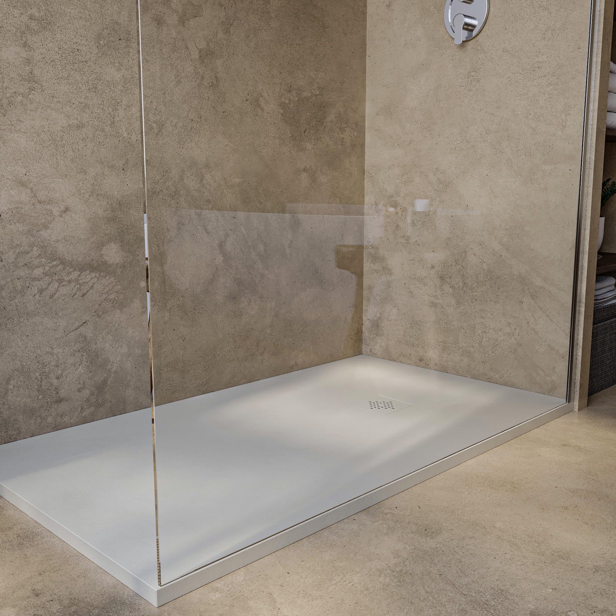 SoulHome Receveur de douche Résine 160x75 Crème Clair Grille Couleur