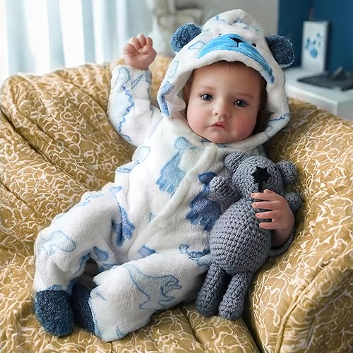 BABESIDE Lifelike Reborn Baby Dolls Boys - 17-Inch Real Baby Feeling Realistic-Newborn Baby Doll Soft Cloth Body Real Life Baby Dolls with Toy & Gift Box for Kids