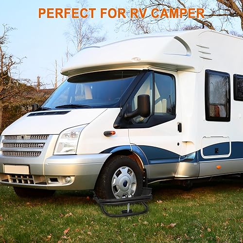 Miniatura 7 de HomiShare Nivelador ligero para neumáticos de remolque, nivelador antideslizante para caravanas con llave de trinquete, se adapta a la mayoría de