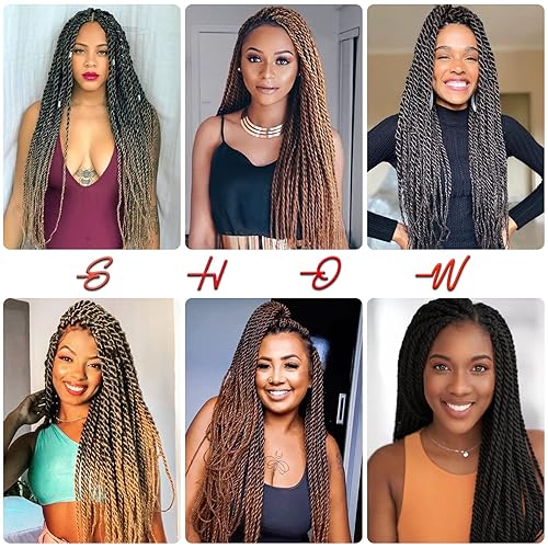 Miniatura 5 de VIOLET Cabello de Trenzas Senegalesas de Ganchillo para Mujeres Negras, 24 Pulgadas, Cabello Largo de Ganchillo Pretrenzado y Preenlazado, 30 Hebras