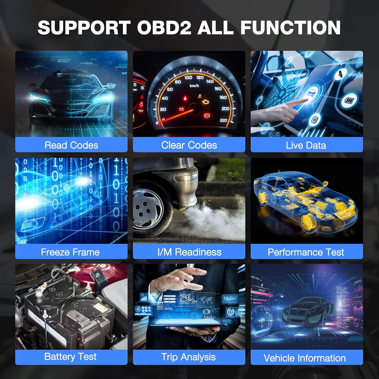 NSCAN Bluetooth 5.2 OBD2 Scanner, Auto Check Car Engine Light Clear Fault Code Reader, Diagnostic Scan Tool Battery Tester for All OBDII Protocol Vehicle Since 1996 - Exclusive App for iOS and Android