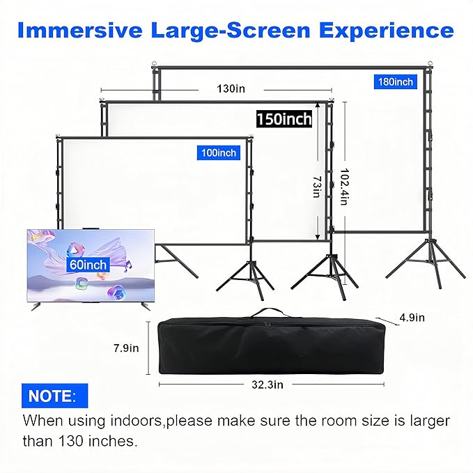 Pantalla de Proyector 150 Pulgadas con Soporte, Portátil 4K 16:9 miniatura 2