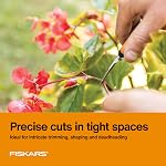 Fiskars Curved Micro-Tip Pruning Snips - 6" Garden Shears with Sheath and SoftGrip Handle - Yard and Garden Tools - Orange/Black