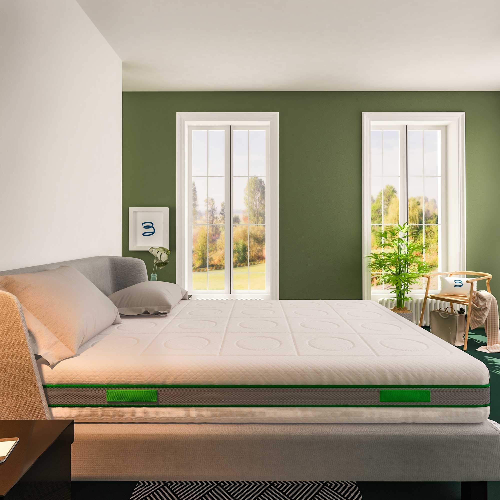 Baldiflex Emporio Materasso Matrimoniale Molle Insacchettate e Memory, Green Spring Plus 800 Molle + 5 cm Memory, 7 Zone Differenziate, 160x200 cm