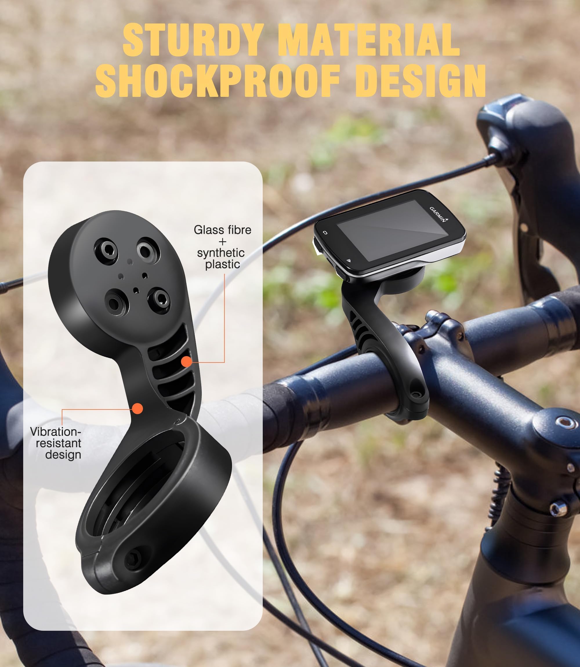 1 x uchwyt rowerowy kompatybilny z Garmin Edge 540/840/1050/Edge MTB, uchwyt do komputera rowerowego do nawigacji Garmin, odporny na wstrząsy, antypoślizgowy, odporny na zarysowania
