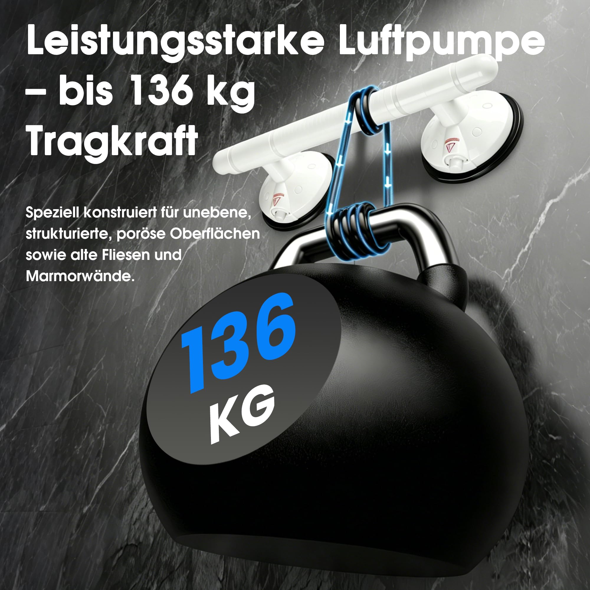 36,8 cm verbesserter Saug-Duschhaltegriff, tragbarer Sauggriff für Badewanne mit hoher Haltekraft und schneller Demontage für Badezimmer, 2 Stück