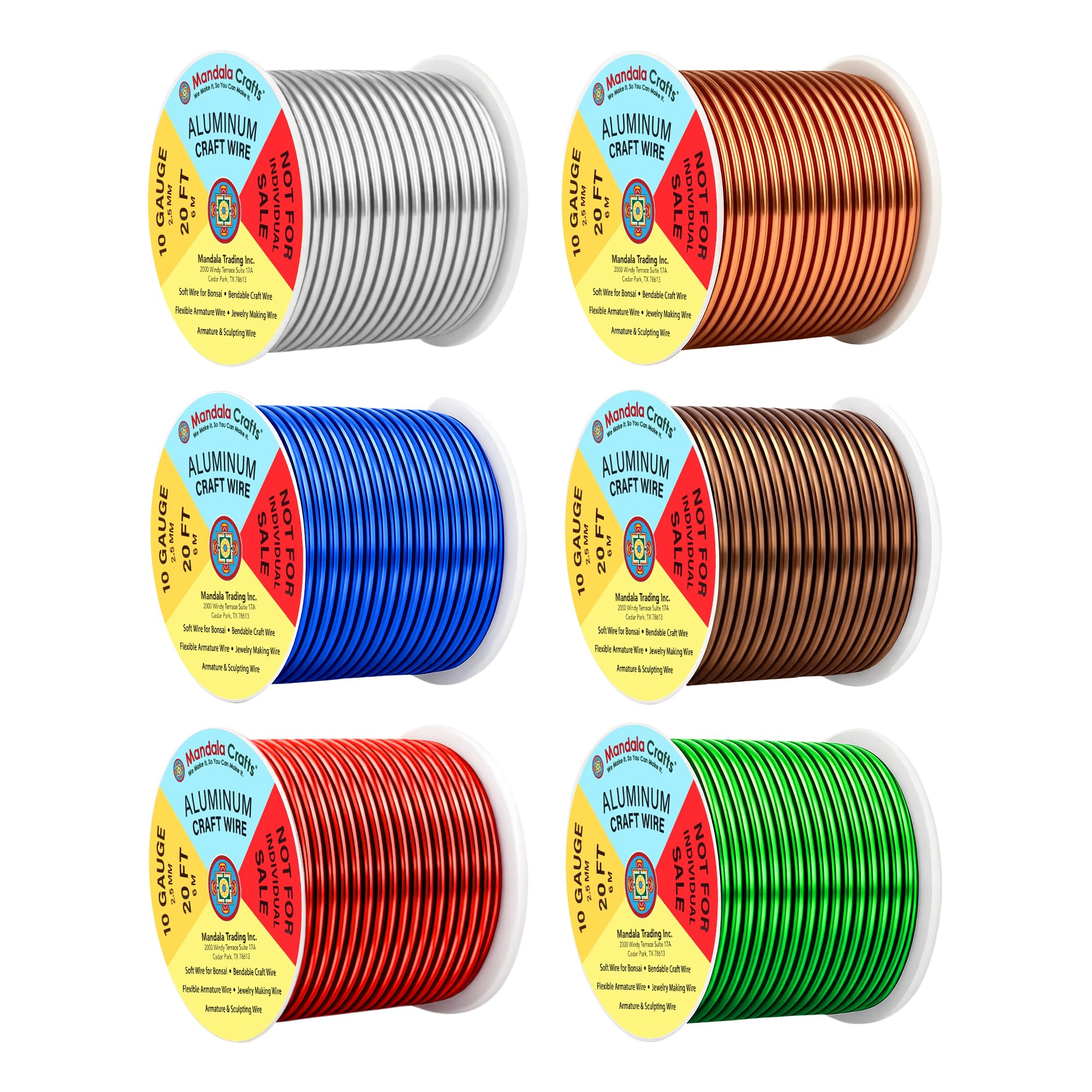 Mandala Crafts 10 GA Green Brown Red Assorted Anodized Aluminum Craft Wire