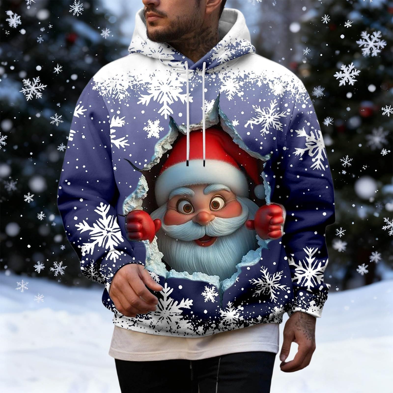 Sudadera Naranja Hombre con Capucha Navideña De Manga Larga, Informal Y Moderna, para Chaqueta Verano (Blue, XL) Camiseta Ciclismo Ropa Caza Moda Camisas Larga Jersey Corta Camisa