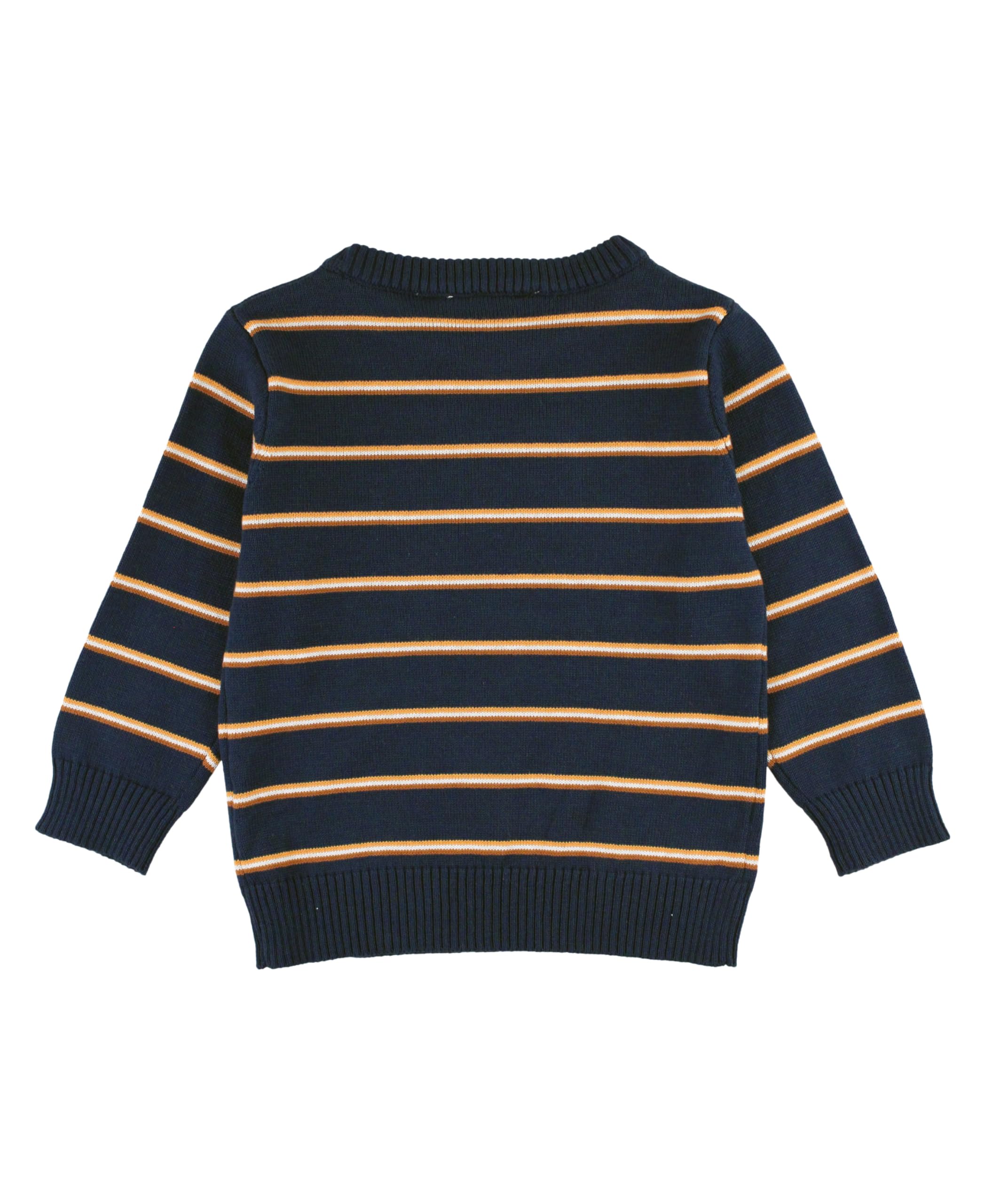 RUGGEDBUTTS Navy & Caramel Stripe Knit Crew Neck Sweater - 4T