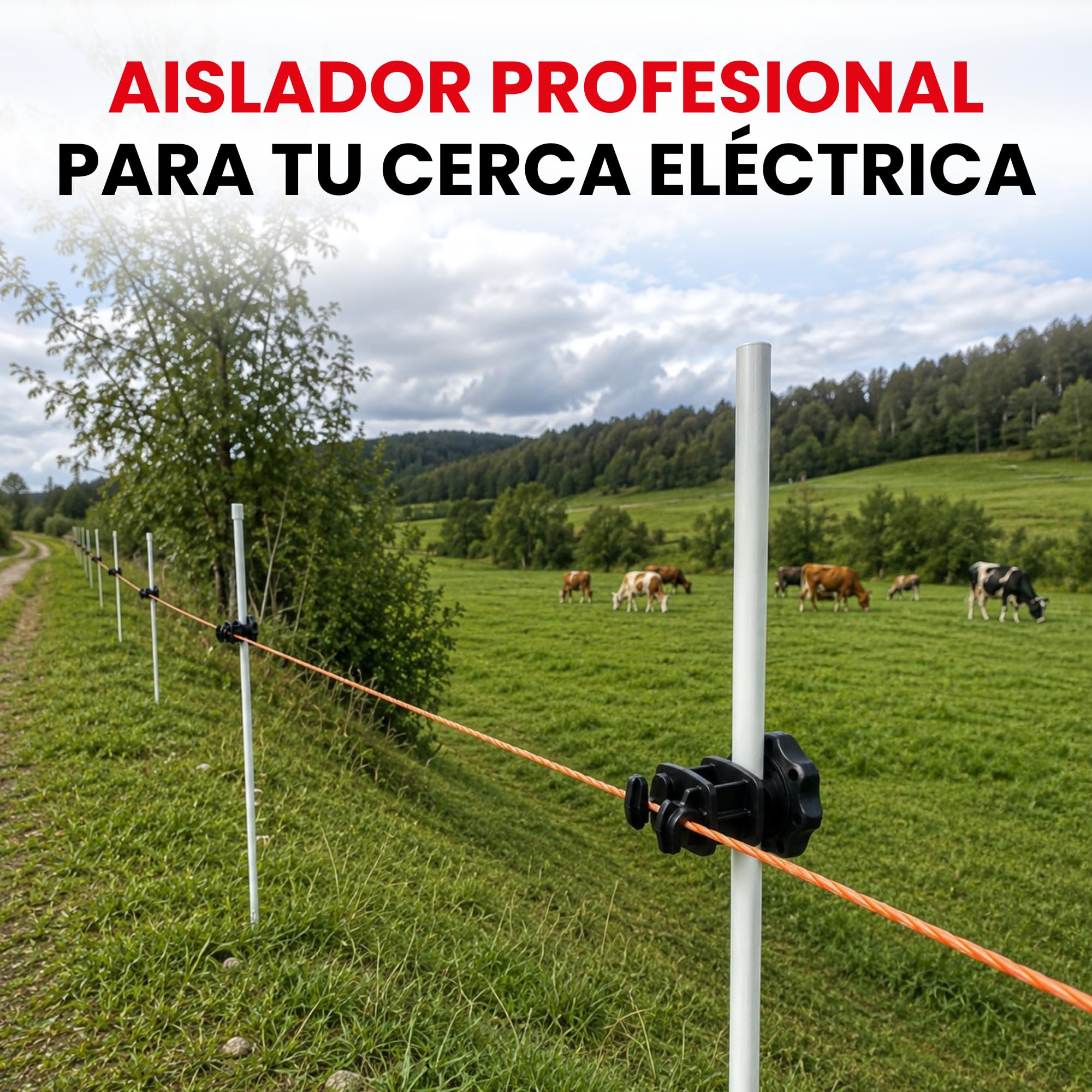 Llampec Aisladores para Pastor Eléctrico N°27 – Pack 500 Unidades - Aislador Roscado para Varilla de Fibra o Metal (6–14 mm) - Polipropileno Resistente a UV - Para Hilo o Cuerda Eléctrica