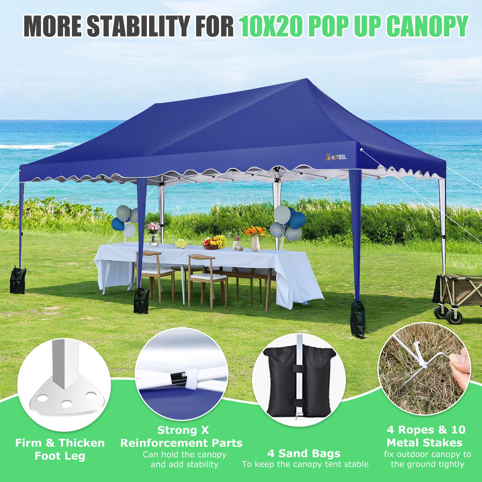 Laneetal Gazebo Da Giardino Con Pareti Laterali, Pergola Per Campeggio, Feste, Spiaggia, Gazebo Pop-up Esterni, Con Borsa Per Il Trasporto, 3x3 M Pieghevole, Blu