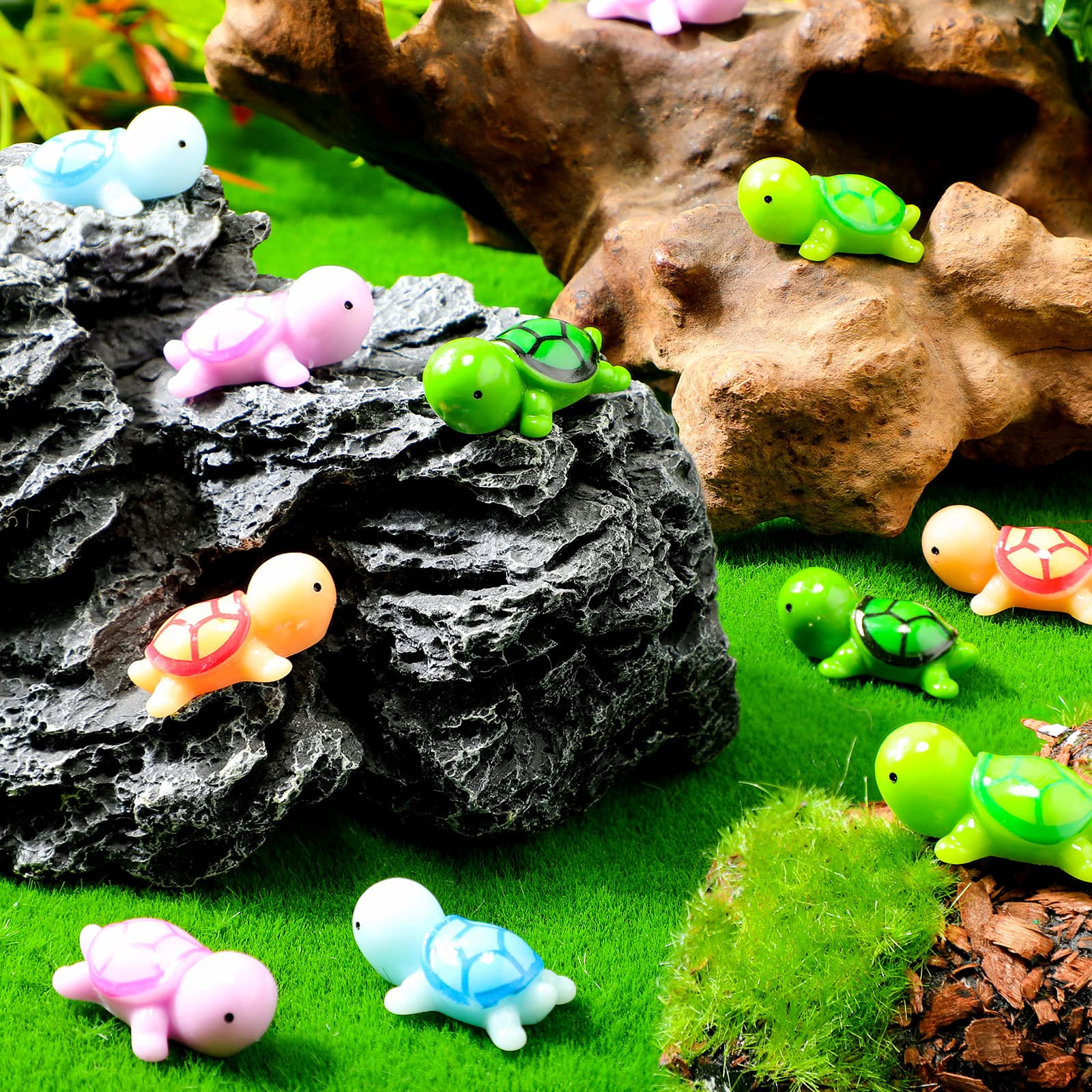 Dollhouse Miniatures 100 Pcs Glow In The Dark Mini Turtle Figurines ...