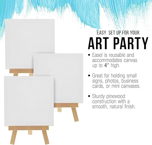 Miniatura 5 de US Art Supply - Minilienzos artísticos de 3 pulgadas x 3 pulgadas y juego de caballete para pintura, arte y dibujo. El juego contiene 12 minilienzos