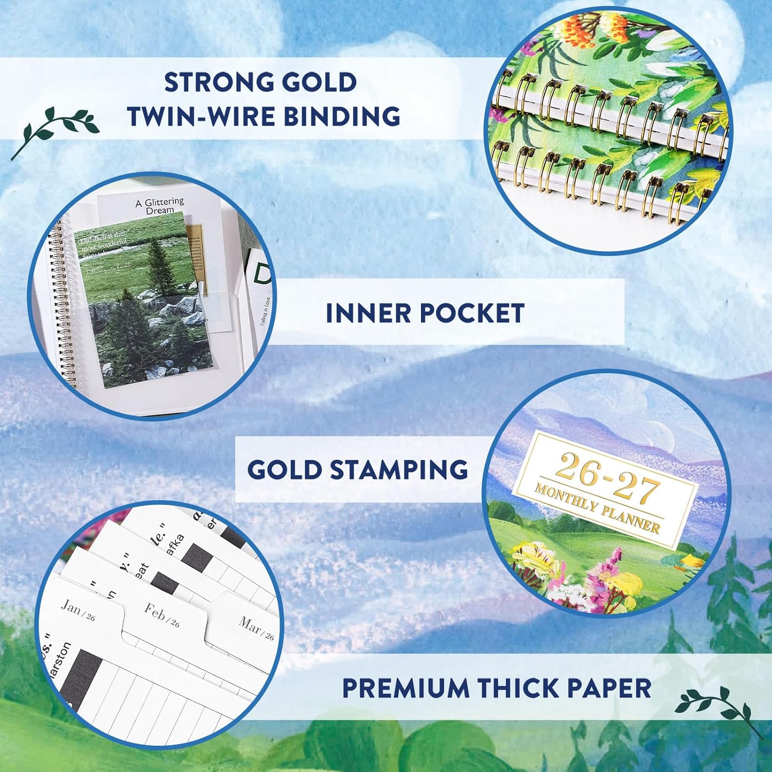 Monthly Planner 2026-2027 - 2 Year Planner 2026-2027, JAN. 2026 - DEC. 2027, 9'' x 11'' with Coated Tabs, Inner Pocket - Image 5