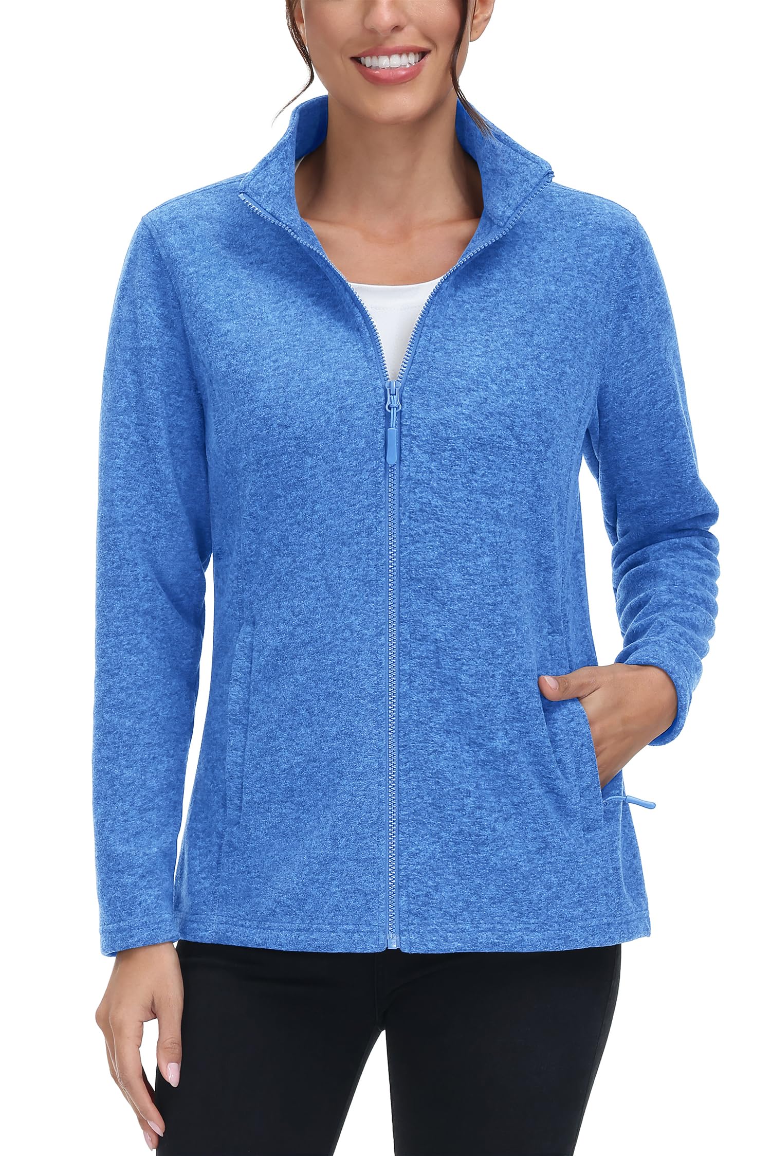 Women's Fleece Zip Up Jacket Light Warm Sweater with Pockets