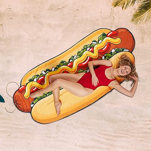 Miniatura 4 de Toalla de playa a prueba de arena de gran tamaño de 58.27 x 33.86 pulgadas, toallas de secado rápido para perros calientes para viajes, toallas de