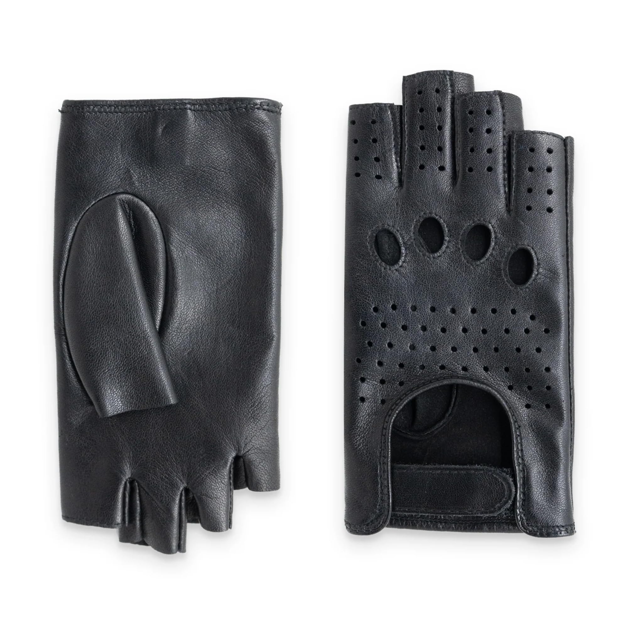 GLOVE STORY Damen-Fingerlose Fahrhandschuhe aus Lammleder Schwarz Ungefüttert | Leichtes Design & Eleganter Schnitt | Stylisches Accessoire für Bewegungsfreiheit & Feine Tastsensibilität
