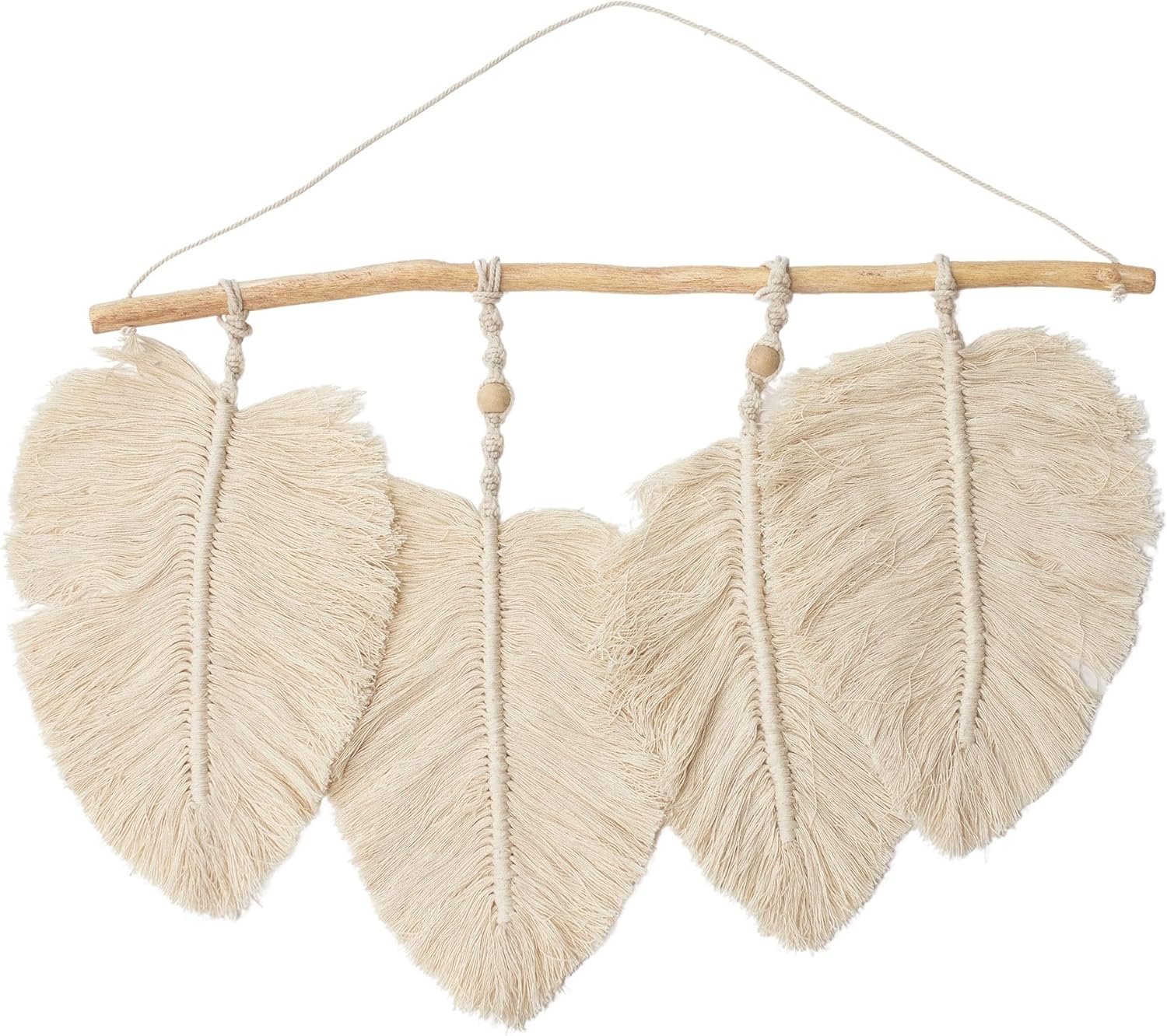 Crane Baby Willow Leaf Wall Décor - Bohemian-Style Nursery Wall Art, Handcrafted with Macramé Details