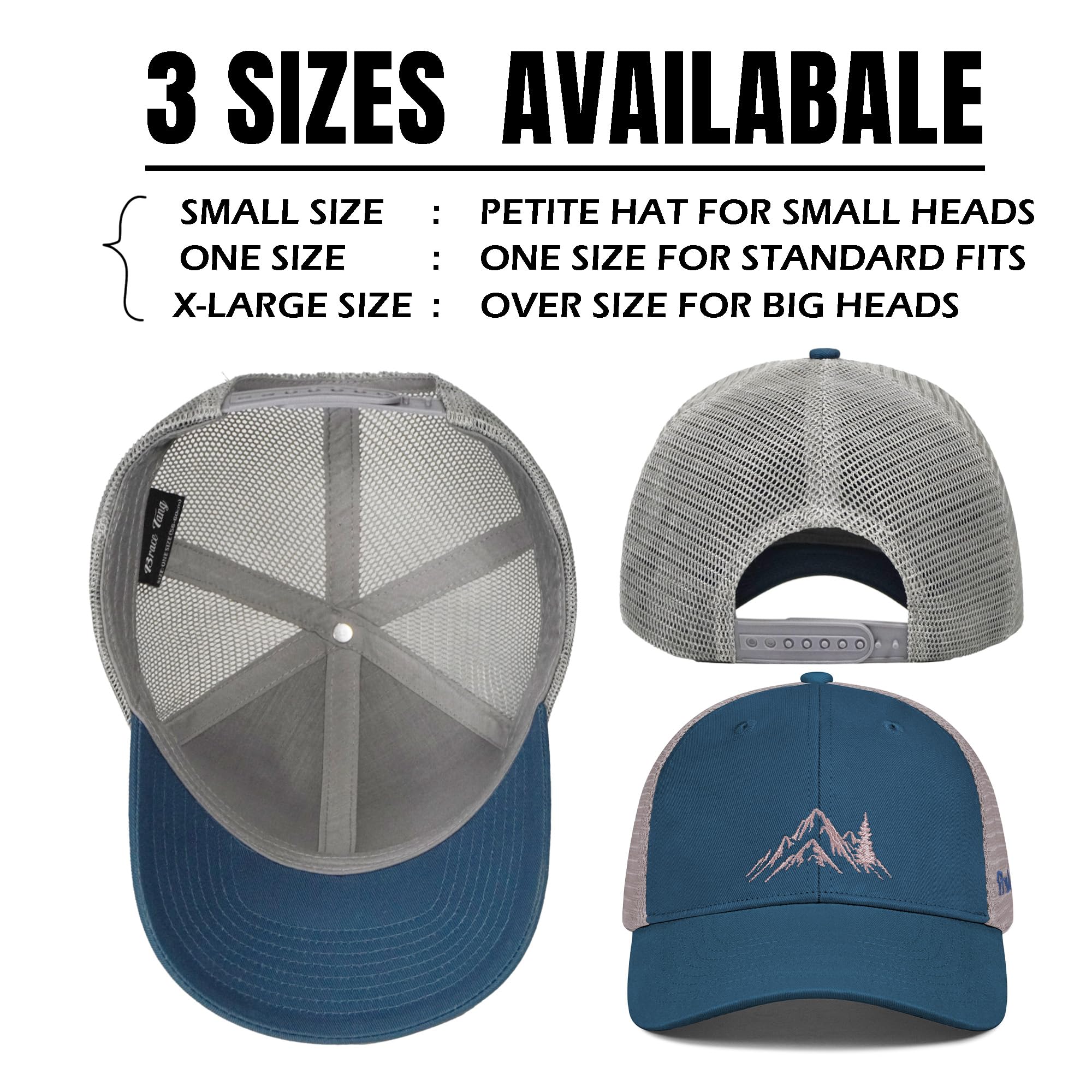 Mountain & Tree - Gorra de camionero para hombre y mujer, gorra de béisbol bordada para senderismo y camping