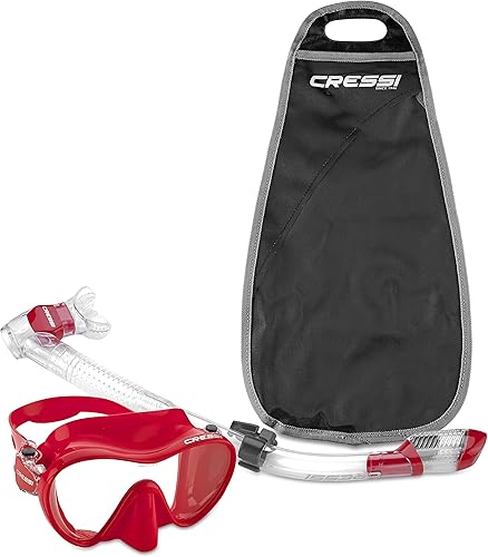 Cressi Italian Boutique Collection - Máscara de buceo para buceo con lente de vidrio templado, sin marco, juego de esnórquel seco con protección